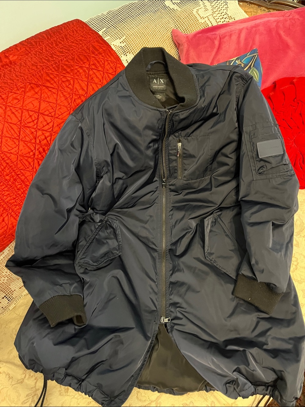 A/X Armani Exchange Dark Blue Bomber Coat
